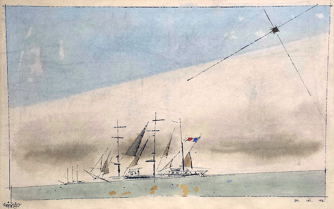 Lyonel Feininger - Untitled (French Barque under Staysail)